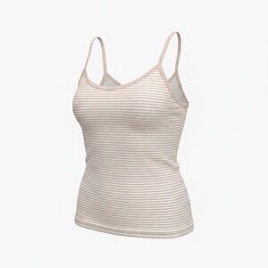 Brandy Melville Pink White Striped Pointelle Camisole Lace Trim Tank MW922L‎